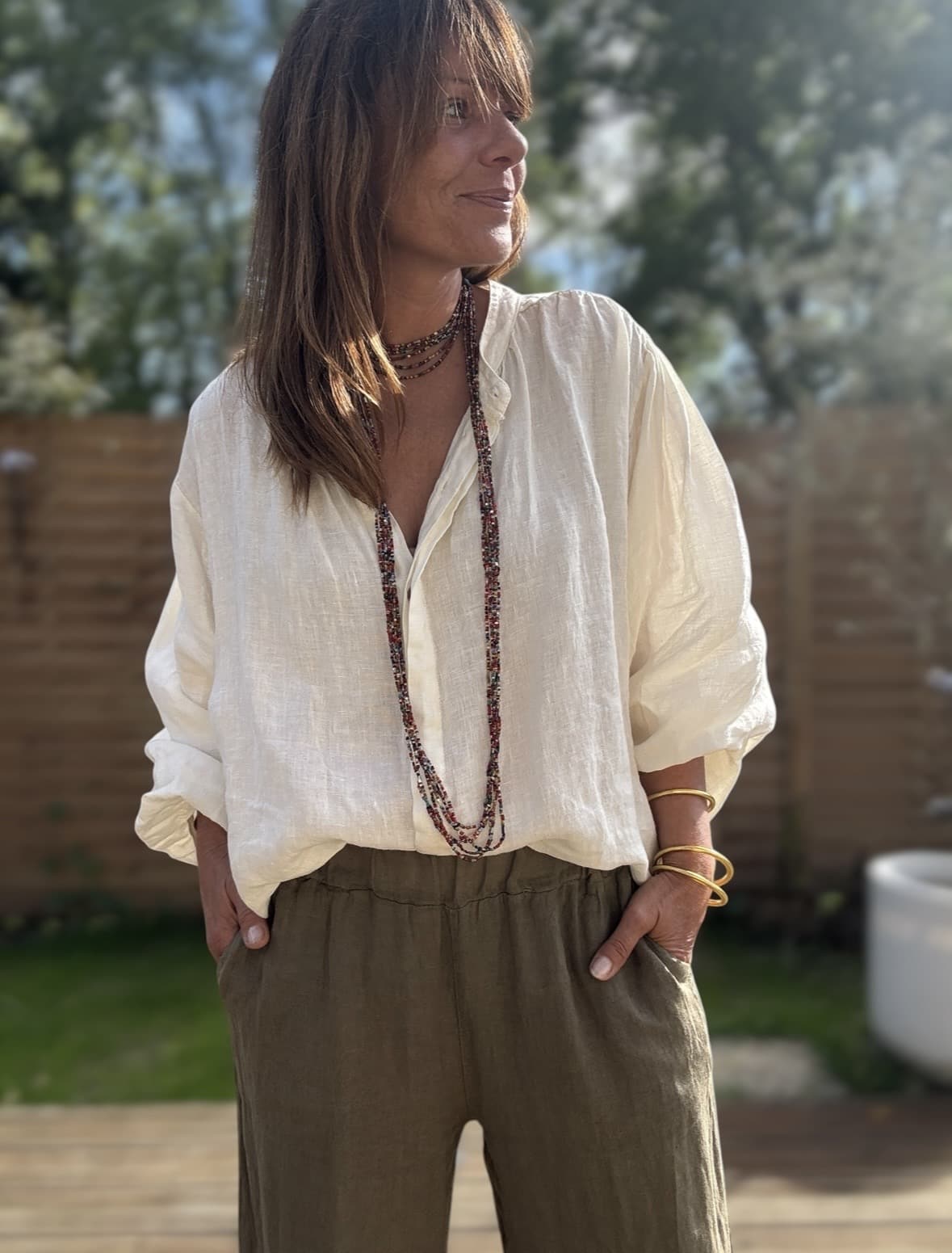 chemise ample en lin écrue Lévana – Image 3