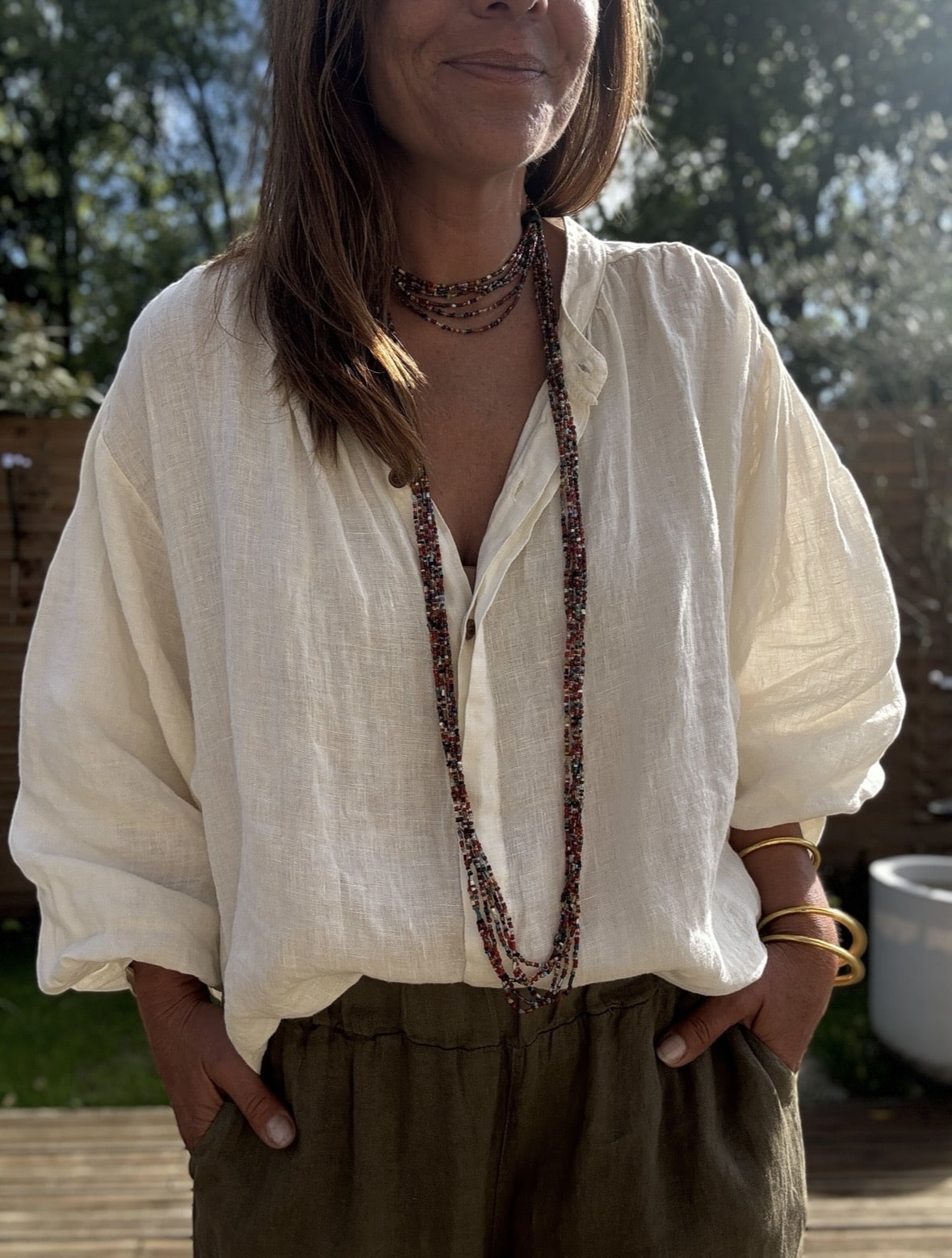 chemise ample en lin écrue Lévana – Image 4