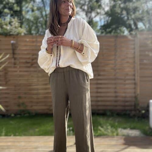 chemise ample en lin écrue Lévana