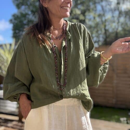 chemise ample en lin kaki Lévana