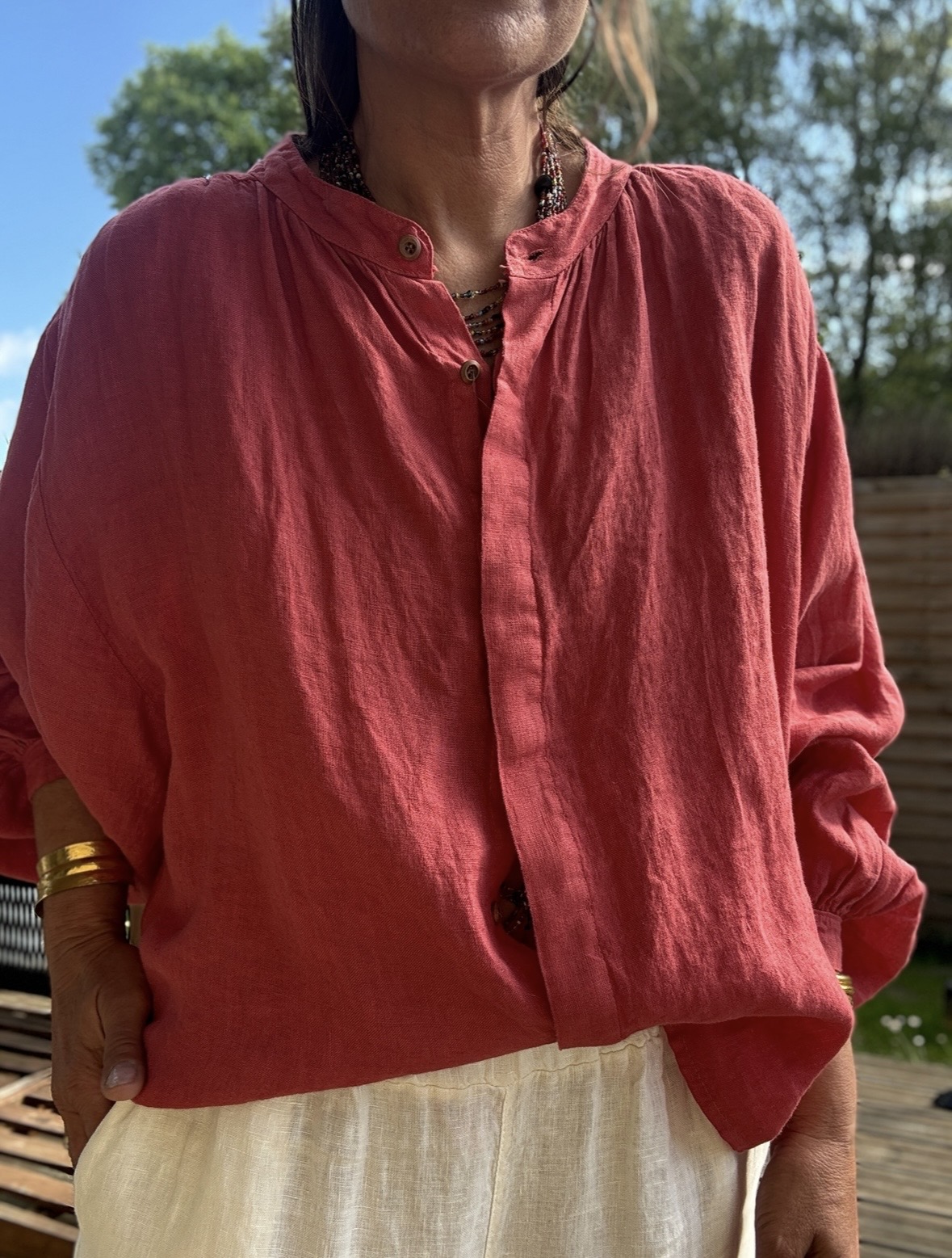 chemise ample en lin terracotta Lévana – Image 4