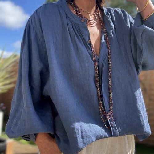chemise ample en lin marine Lévana