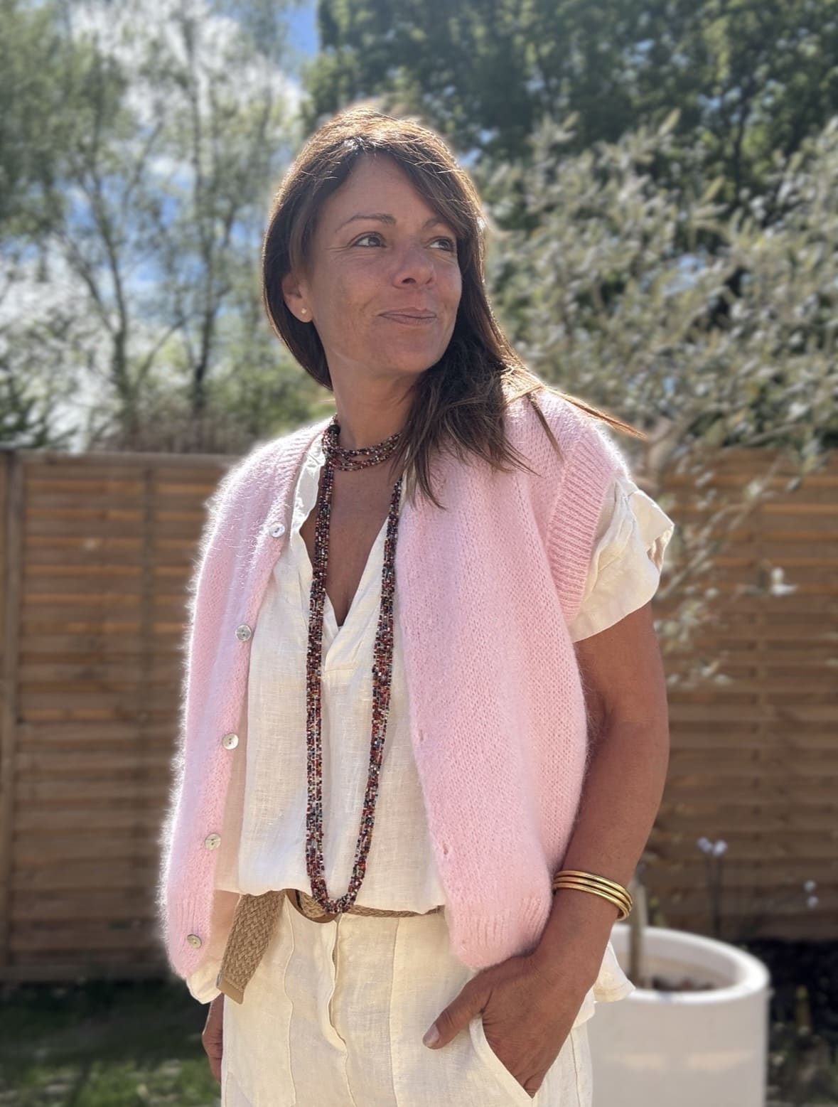 Gilet sans manches en mohair rose poudré NAÏRA – Image 6
