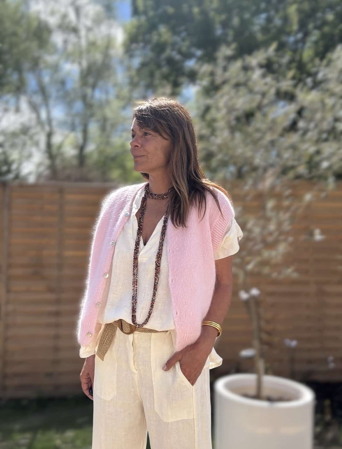 Gilet sans manches en mohair rose poudré NAÏRA – Image 5