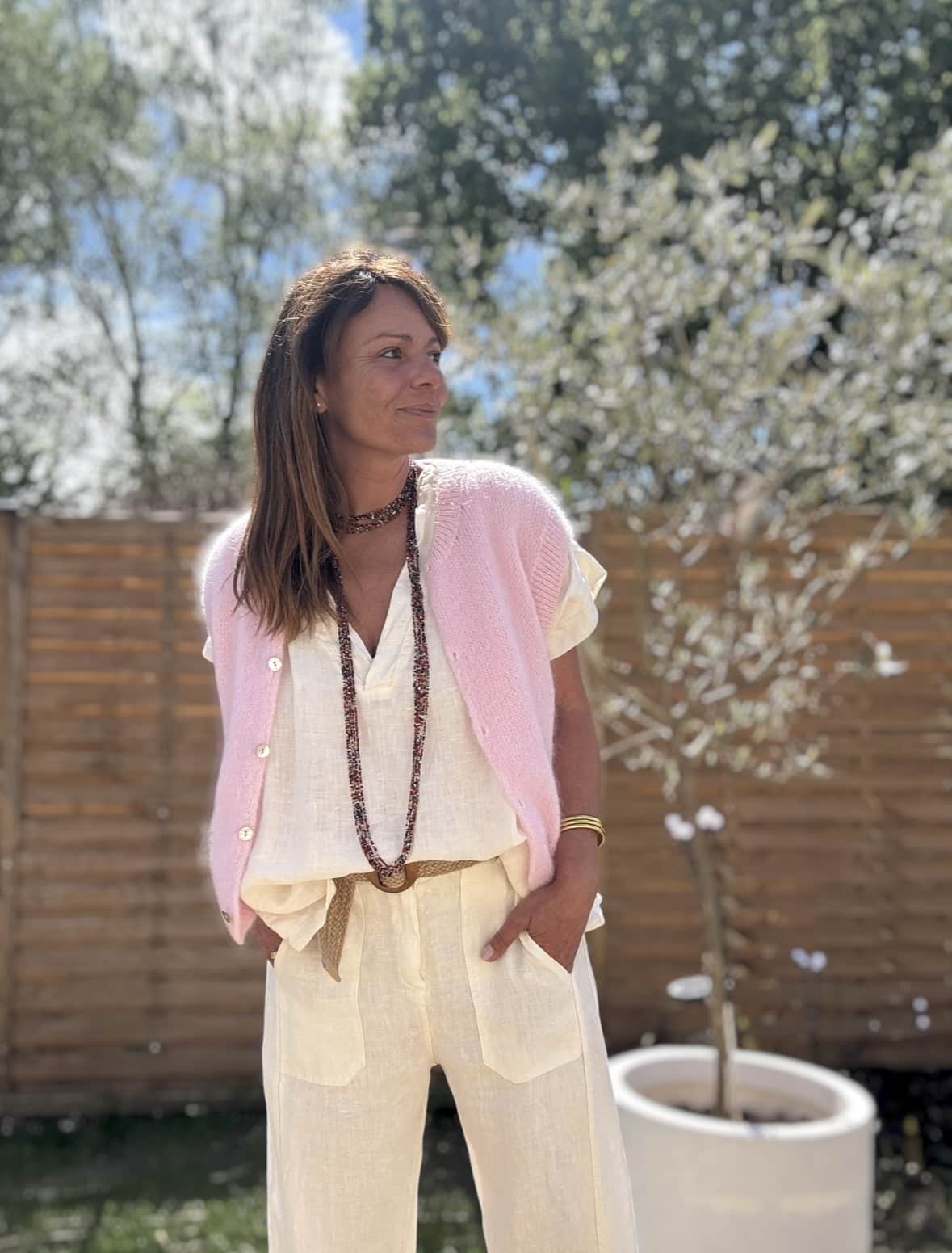 Gilet sans manches en mohair rose poudré NAÏRA – Image 4