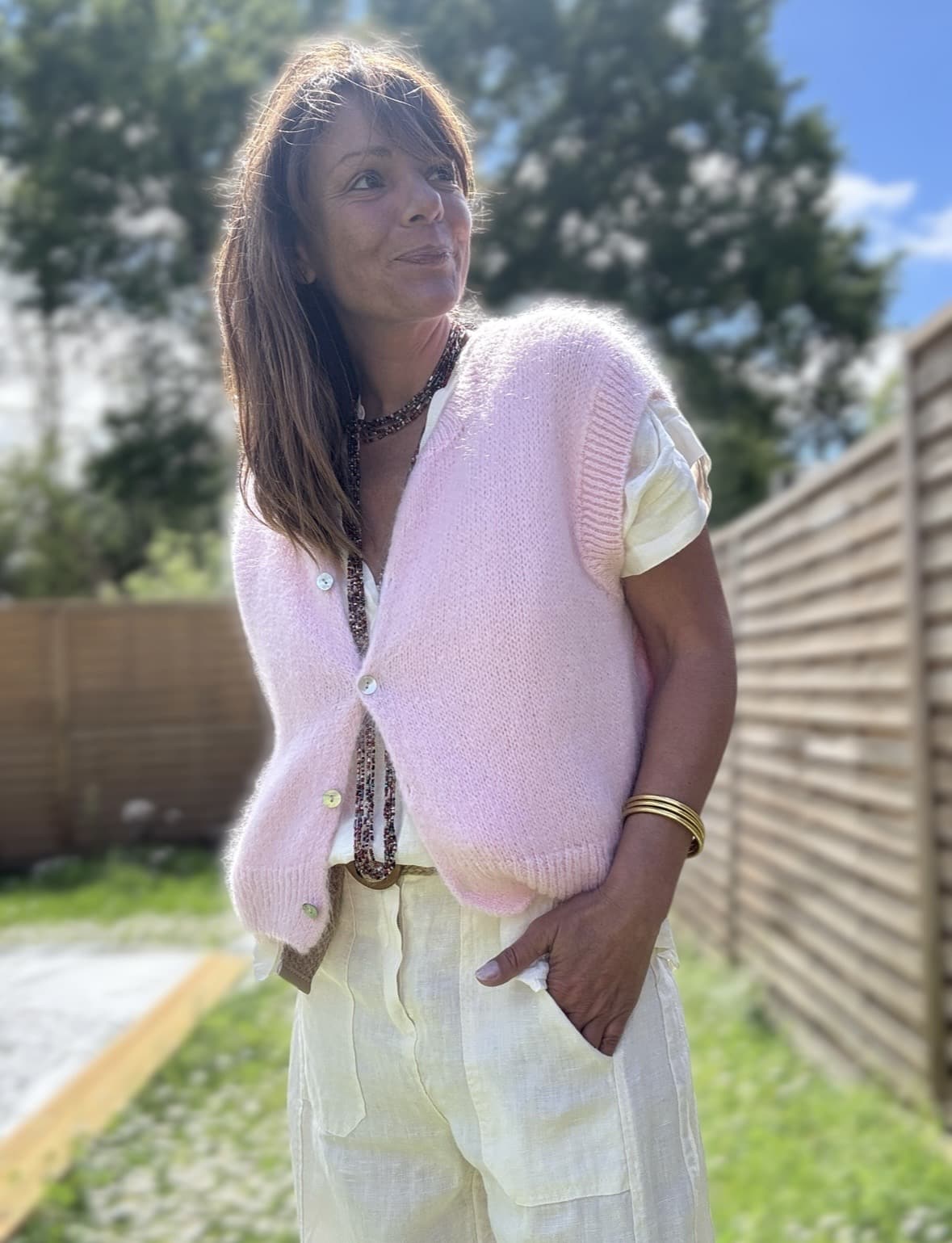 Gilet sans manches en mohair rose poudré NAÏRA – Image 3