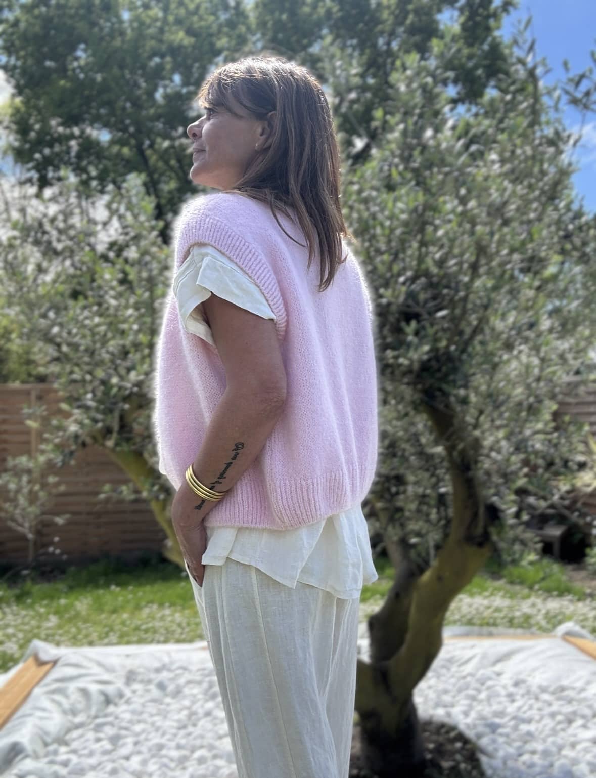 Gilet sans manches en mohair rose poudré NAÏRA – Image 2