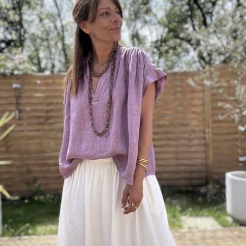 Blouse ample en lin lilas Laila