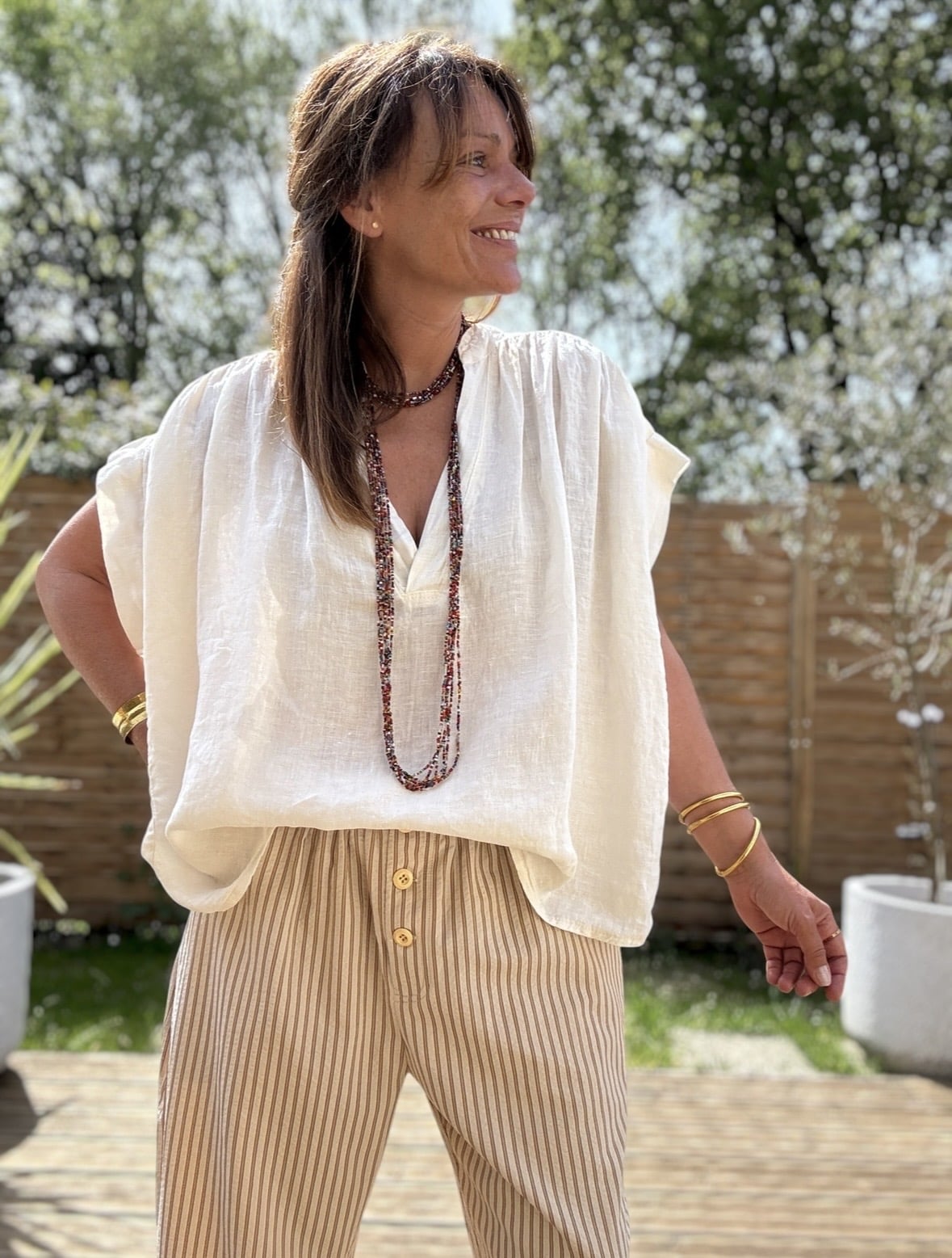 Blouse ample en lin écru Laila – Image 7