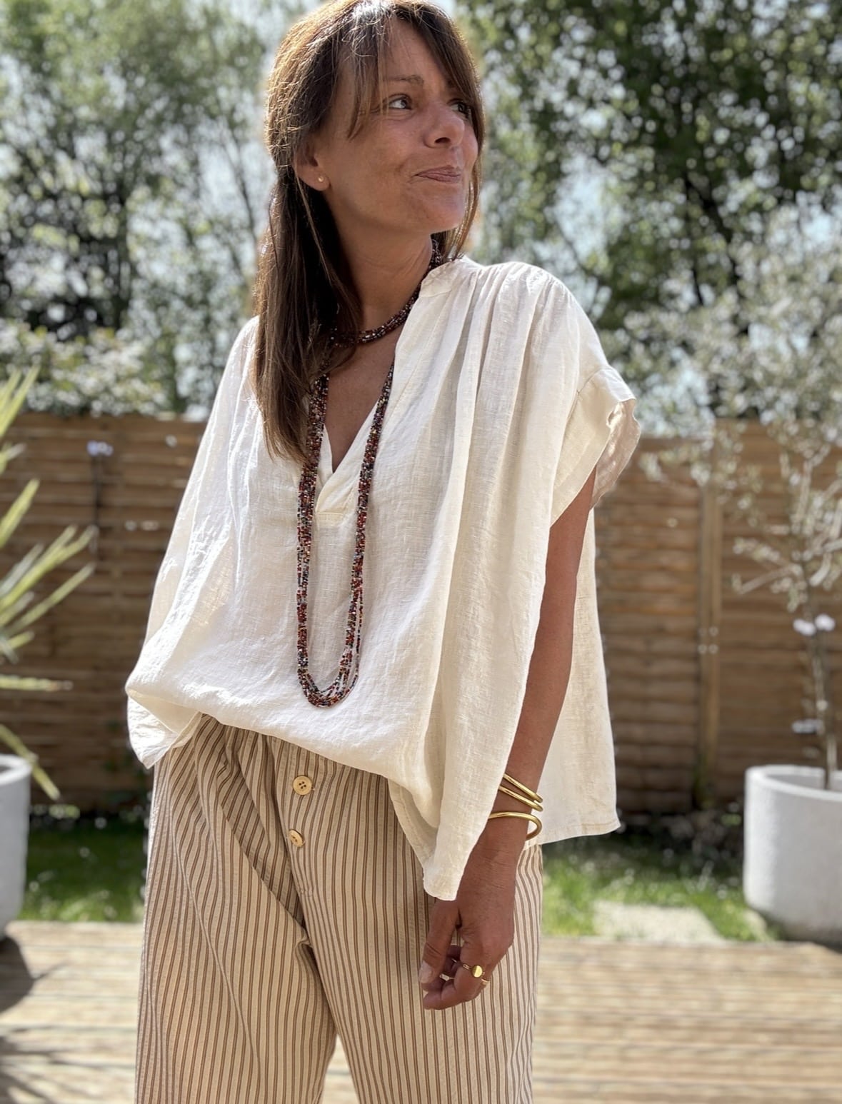 Blouse ample en lin écru Laila – Image 6