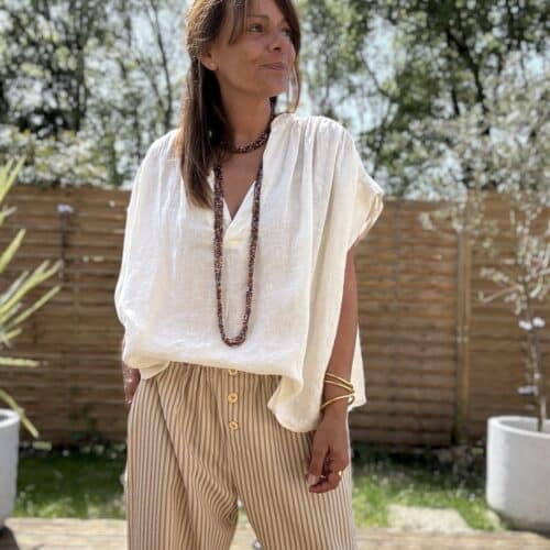 Blouse ample en lin écru Laila