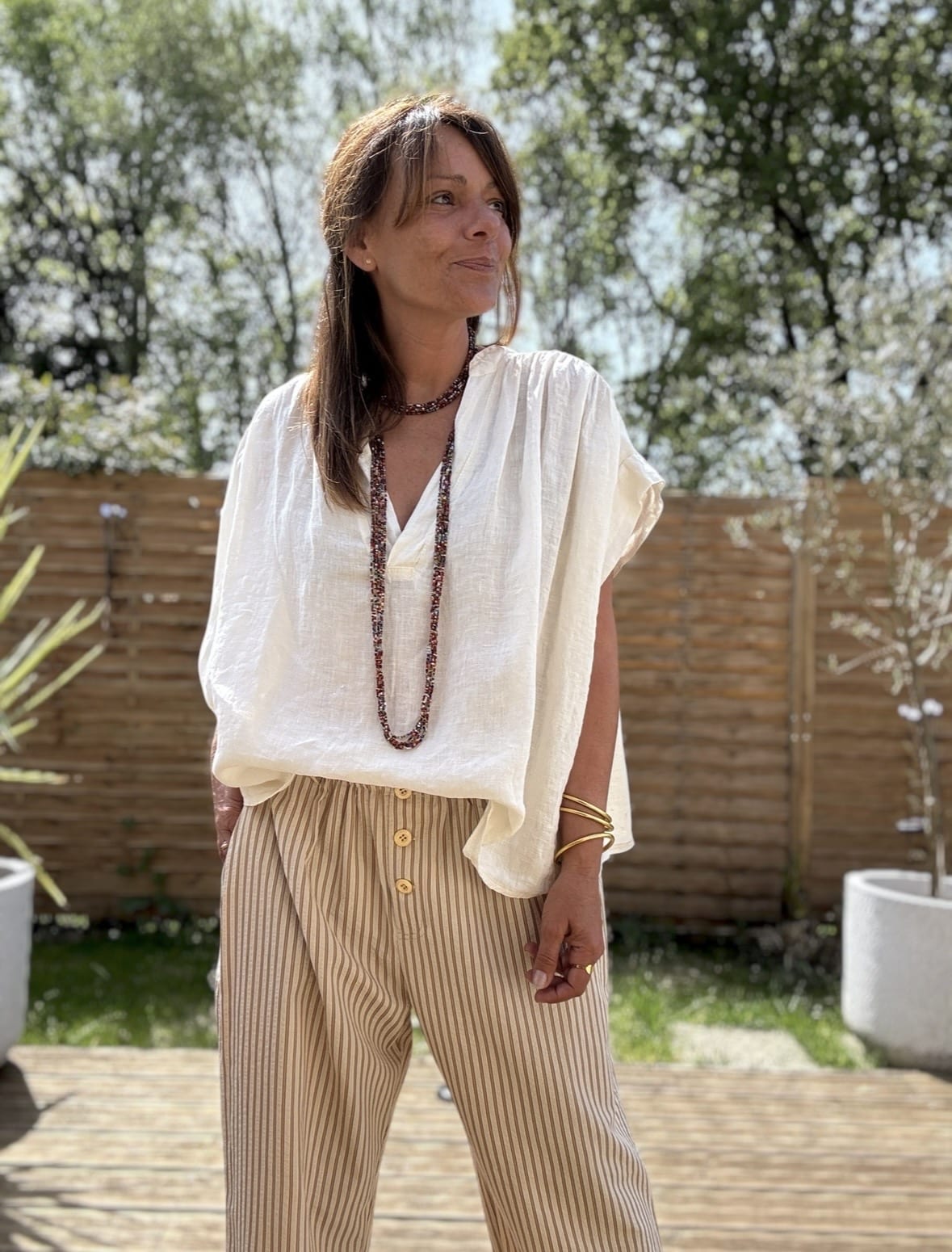 Blouse ample en lin écru Laila