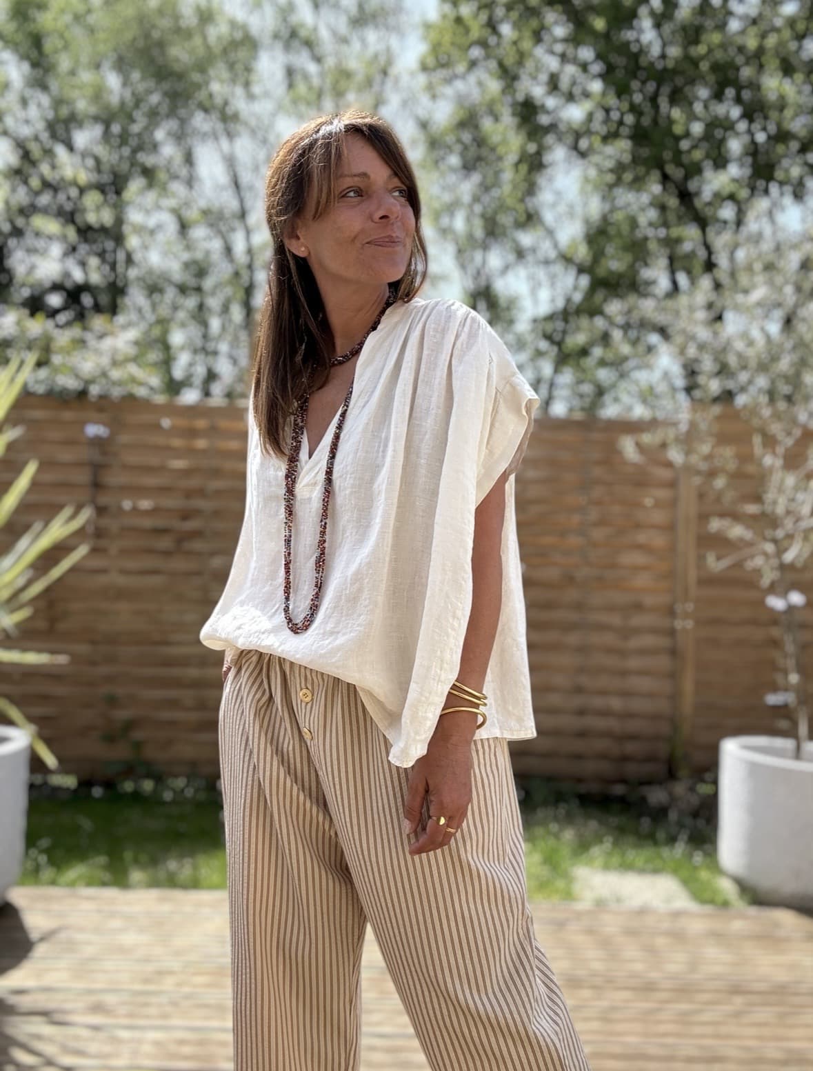 Blouse ample en lin écru Laila – Image 4