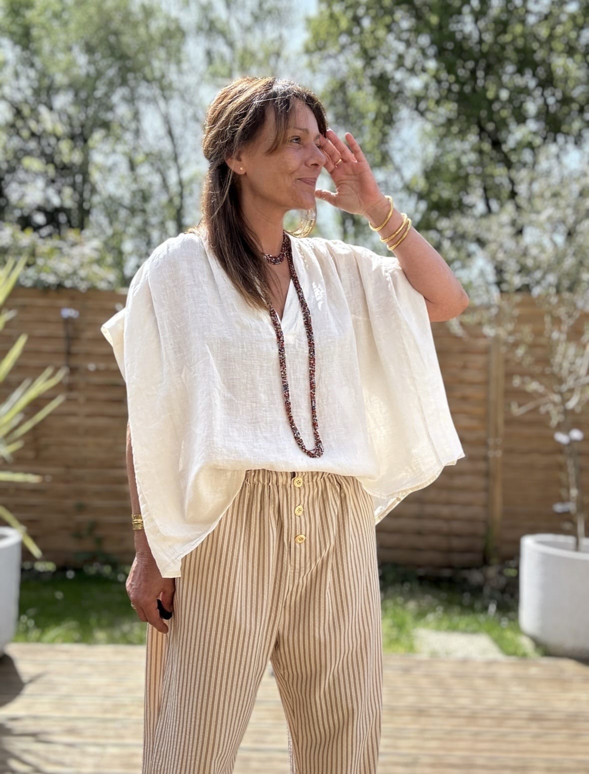 Blouse ample en lin écru Laila – Image 3