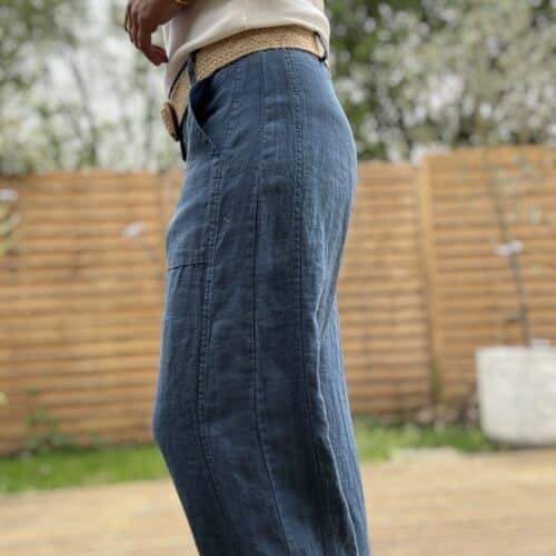 Pantalon barrel en lin marine Calvi