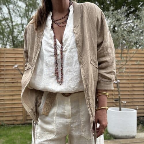 Blouson en lin camel Calista