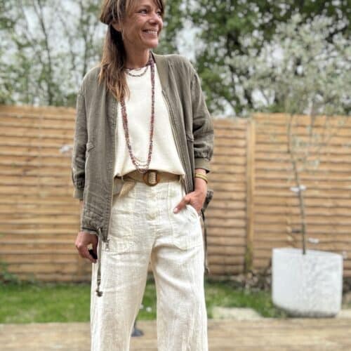 Blouson en lin kaki Calista
