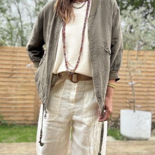 Blouson en lin kaki Calista