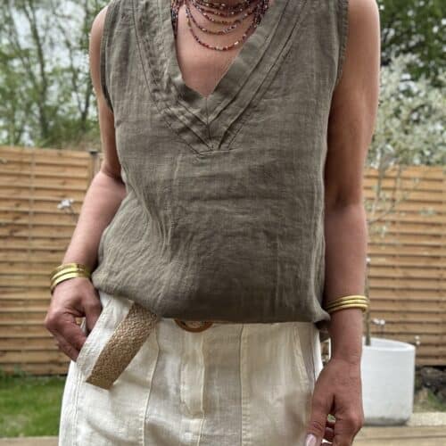 Débardeur en lin kaki Mila