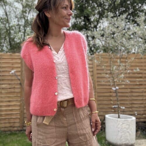 Gilet sans manches en mohair corail NAÏRA
