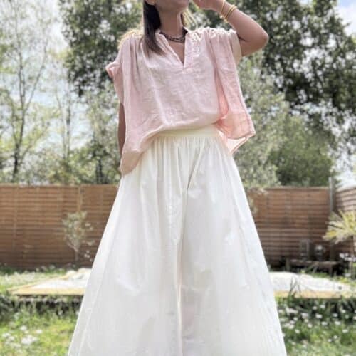 Jupe longue blanche en popeline de coton Isaline