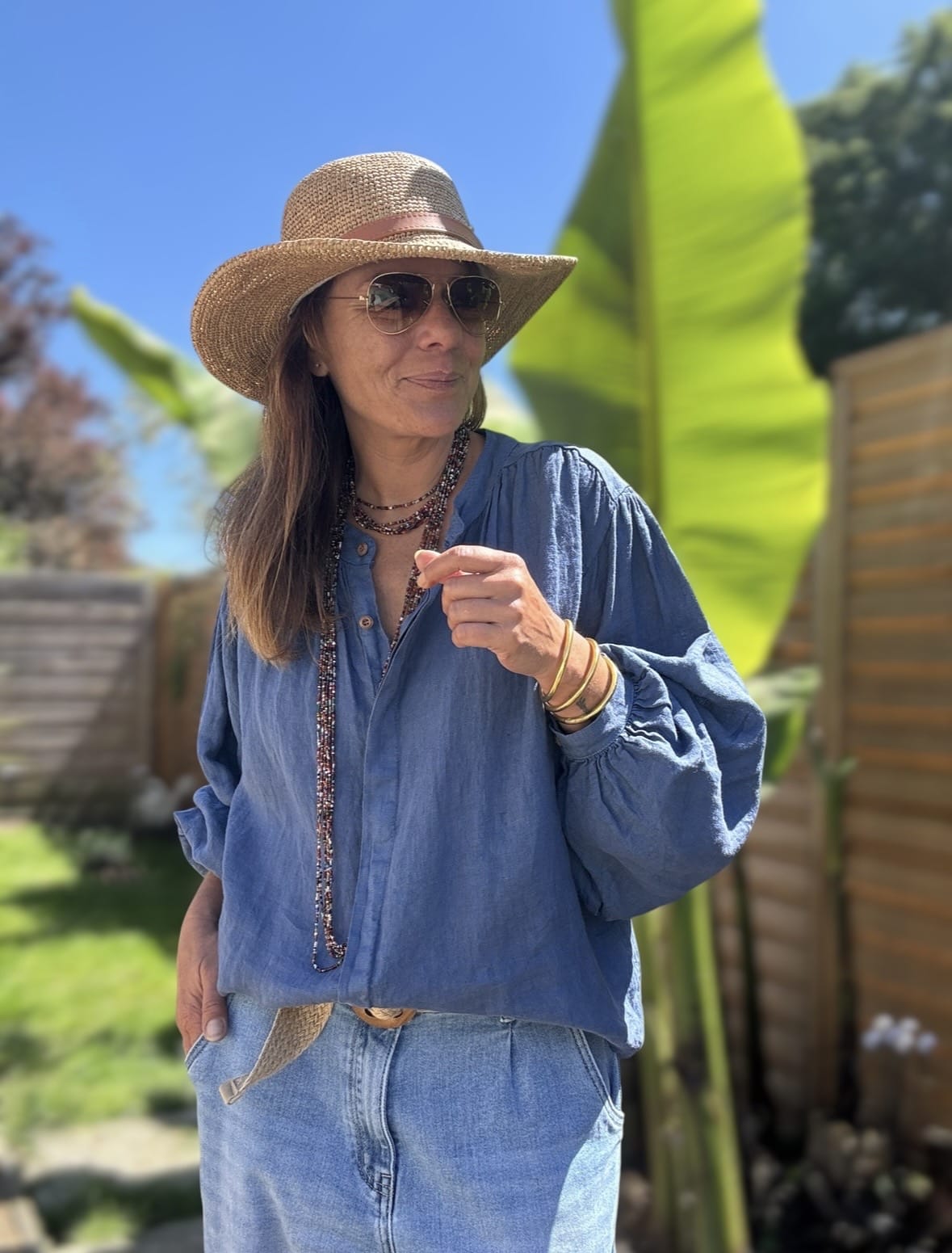 chemise ample en lin marine Lévana – Image 3
