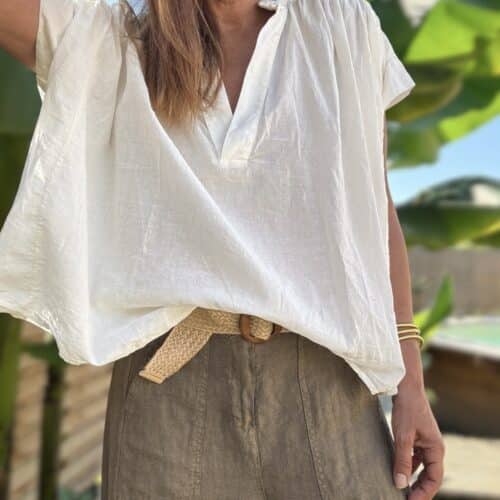 Blouse ample Théa en voile de coton écru