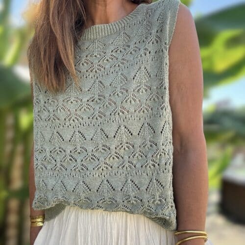 Débardeur Baz en crochet écru, camel, kaki ou noir