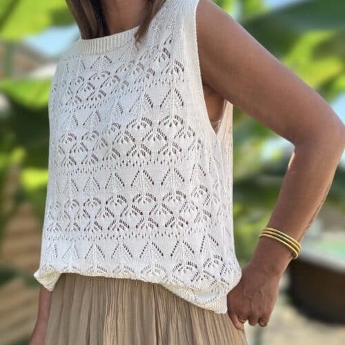 Débardeur Baz en crochet écru, camel, kaki ou noir