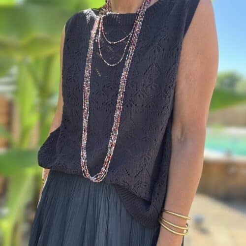 Débardeur Baz en crochet écru, camel, kaki ou noir
