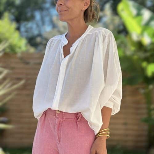 Chemise ample blanche en voile de coton Gigi