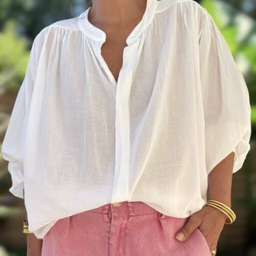 Chemise ample blanche en voile de coton Gigi