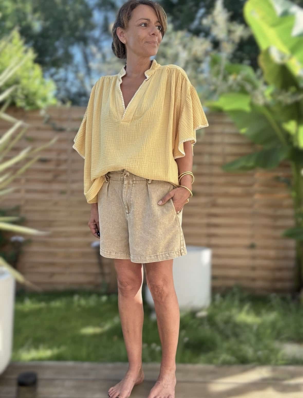 Short en coton Azéma tabac ou rose – Image 10