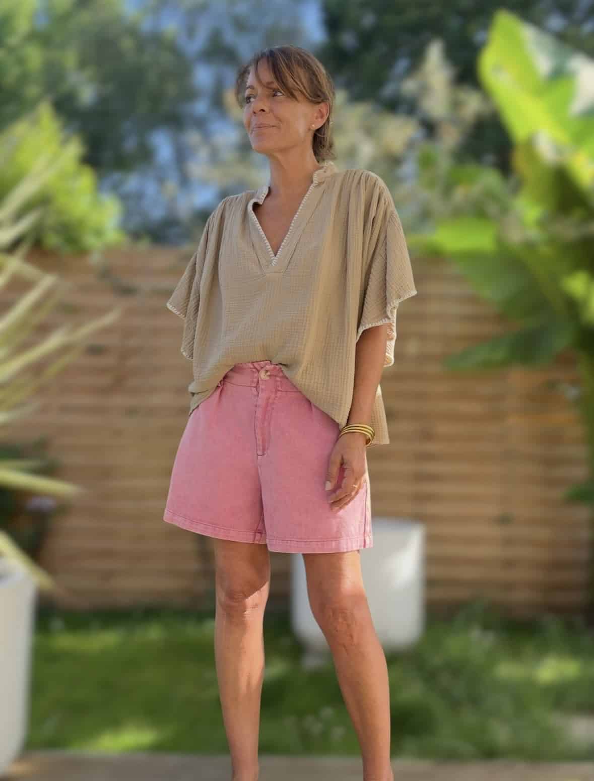 Short en coton Azéma tabac ou rose – Image 7
