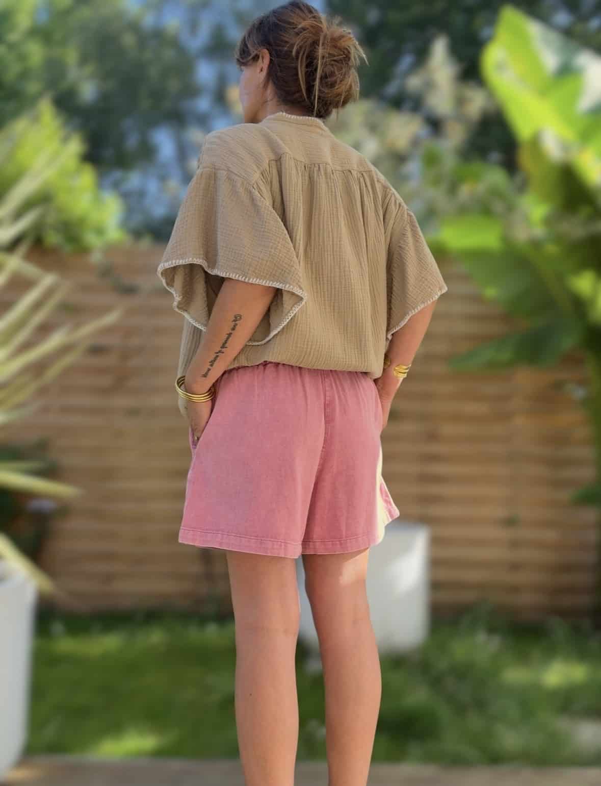 Short en coton Azéma tabac ou rose – Image 6