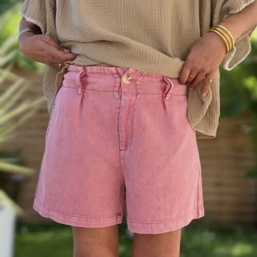 Short en coton Azéma tabac ou rose