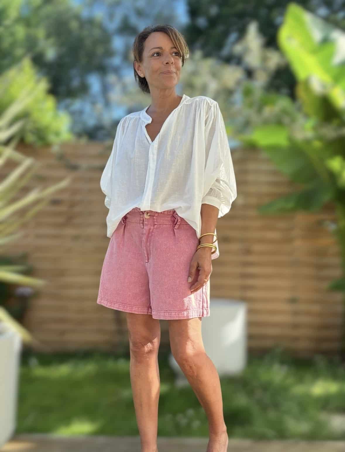 Short en coton Azéma tabac ou rose – Image 3