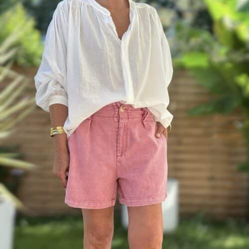 Short en coton Azéma tabac ou rose