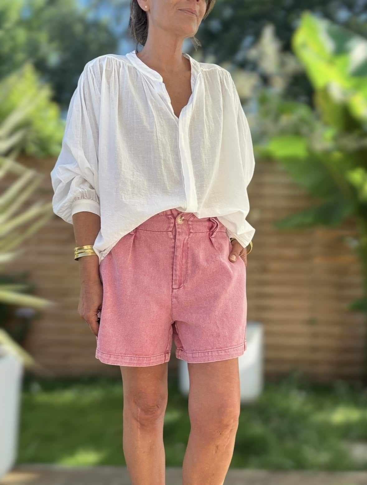 Short en coton Azéma tabac ou rose