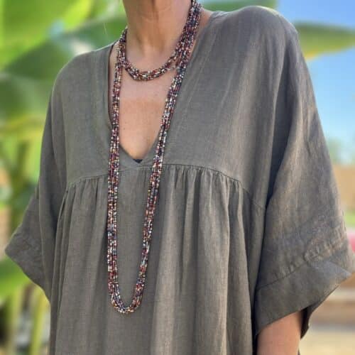 Robe longue en lin Zabel kaki ou camel