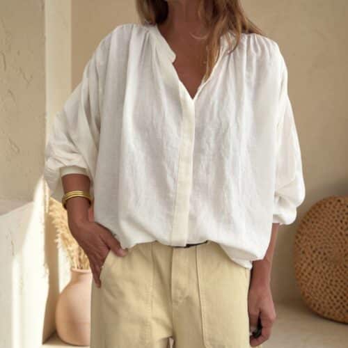 Chemise ample écrue en voile de coton Maly