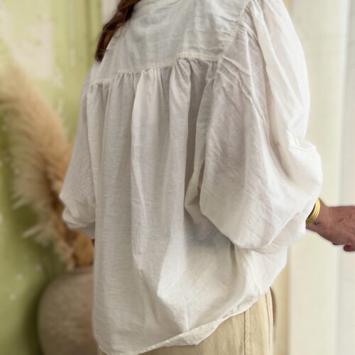 Chemise ample écrue en voile de coton Maly
