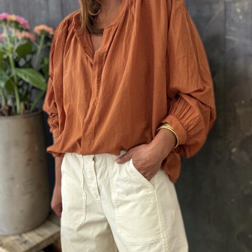 Chemise ample rouille en voile de coton Maly