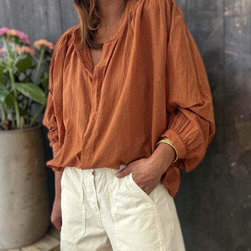 Chemise ample rouille en voile de coton Maly