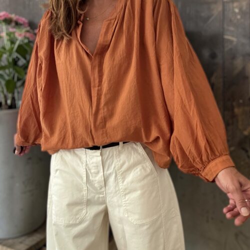 Chemise ample rouille en voile de coton Maly