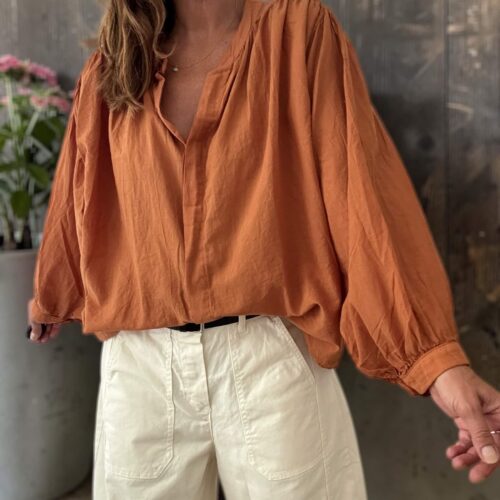 Chemise ample rouille en voile de coton Maly