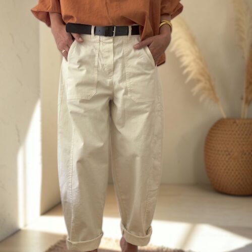 Pantalon barrel Giany en coton écru