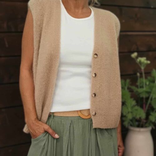 Gilet sans manches en kid mohair beige Roxy