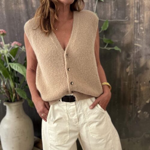 Gilet sans manches en kid mohair beige Roxy