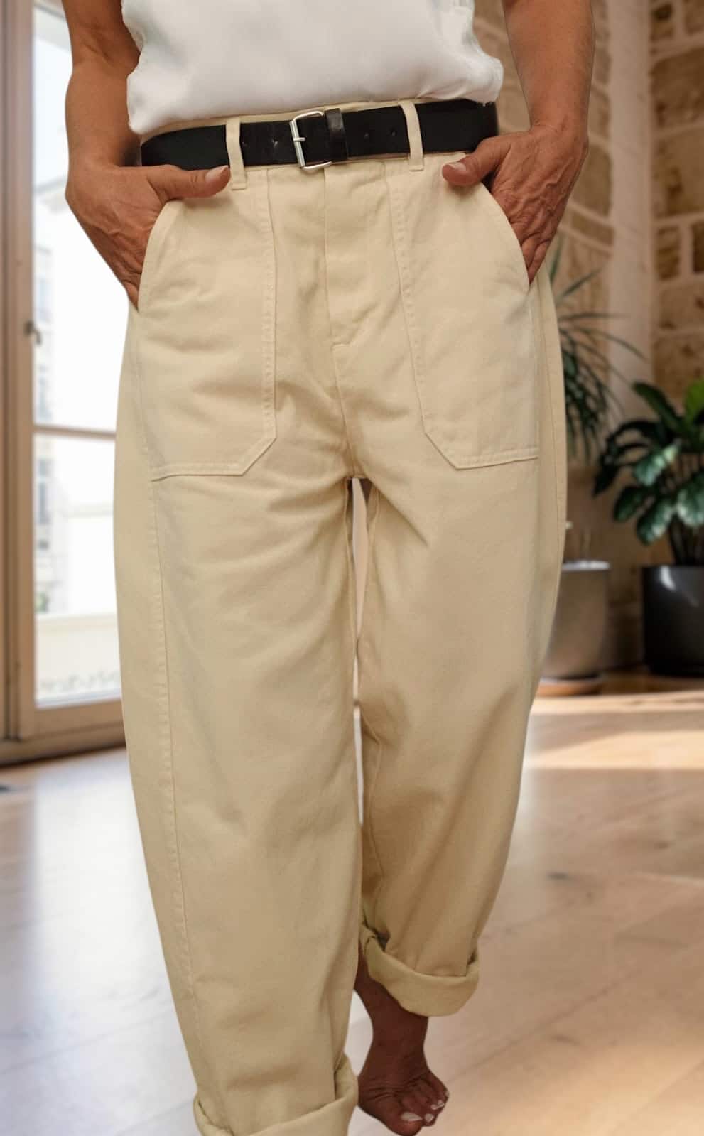 Pantalon barrel beige clair Dany – Image 2